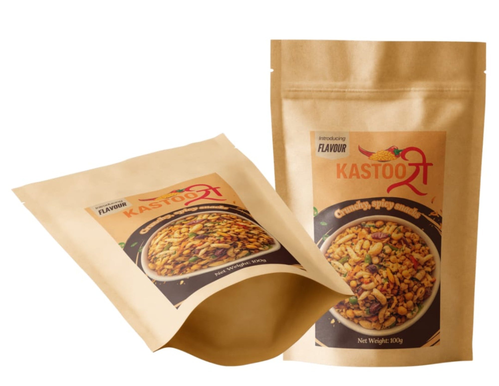 Two Kastoo spice packets on a white background